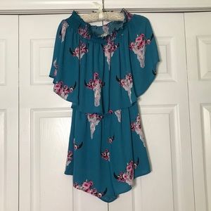Altar’d State Turquoise Bull Romper